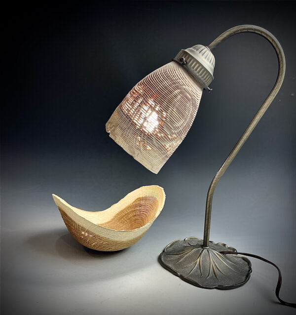 Antique lamp with Oak Shade